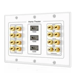 7.1 7.2 Home Theater Speaker Wall Plate + Rca Jacks 3 Hdmi Connectors White. Fixed Price $37.99.