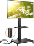 Mobile Tv Stand With Power Outlet, Tilt & Swivel Rolling Cart For 32 To 65 70. Fixed Price $216.99.