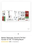 Barkan Long White Tv Ceiling Mount, 29 - 65 Inch Full Motion Patented Flat / Cur. Fixed Price $45.00.