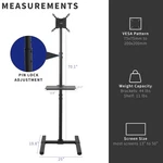 Vivo Extra Tall Tv Floor Stand For 13" To 50" Screens, Adjustable Mount W/ Shelf. Fixed Price $79.99.
