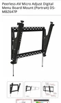 Peerless-av Micro Adjust Digital Menu Board Mount (portrait) DS-MBZ647P. Fixed Price $60.00.