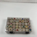 40 Wood Mount Creative Cute Various Rubber Stamp Theme Set Latching Case 6174. Fixed Price $14.39.