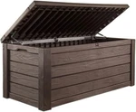 Keter Westwood 150 Gallon Deck Box, Brown Outdoor Storage & Bench Seat. Fixed Price $145.95.