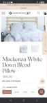 Firm Downright Macenza Blend Pillow 25% 75% Feather. Fixed Price $45.00.