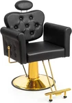 Black&gold Salon Tufted Button Chair Stylist For Barber Shop Spa. Fixed Price $203.99.