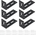 6PCS Adjustable Slotted Brackets, Black Shaped With 3 Slots. Fixed Price $25.48.
