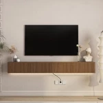 Floating Tv Stand, Led Lights & Power Outlet, Wall Mount, High Gloss. Fixed Price $198.88.