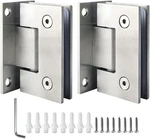 Alise Frameless Shower Glass Door Hinge Set, 2 Pack, Brushed Nickel. Fixed Price $15.00.