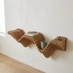 Batamex Parametric 40 Inch Floating Shelf Tv Unit Modern Geometric Wooden Wall. Fixed Price $279.00.