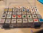 40 Wood Mount Creative Cute Various Rubber Stamp Theme Set Latching Case Read. Fixed Price $10.00.