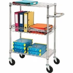 Lorell LLR84858 3-TIER Rolling Cart Steel Chrome 18X30X40. Fixed Price $129.00.
