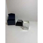 New York City Skyline Twin Towers Etched Glass Paperweight Light Up Stand & Box. Fixed Price $11.00.