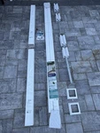 New Veranda 8X3 Ft Rail Kit, 2 Posts, 1 Bracket Base Trim, Used Mounts. Fixed Price $120.00.