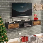 55" Floating Tv Stand With Power Outlet, Modern Wall Mounted Media Console Shelf. Fixed Price $70.36.
