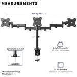 Vivo Triple Monitor Adjustable Mount Articulating Stand For 3 Screens Up 24". Fixed Price $69.99.