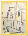 City Landscape Modern Contemporary Original 9X12 Signed Paper Acrylic. Fixed Price $150.00.