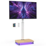 Aokcos Rolling Tv Stand Led Lights For 32-65 Inch 8-HEIGHT Adjustable Mobile. Fixed Price $113.73.