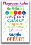 JSC398 Playroom Rules Classroom Poster 18"X12" Premium 100LB Gloss Paper. Fixed Price $9.99.