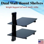 Adjustable Dual Glass Av Shelves 2 Tiers Black Double Shelf Wall Mount Bracket. Fixed Price $27.25.