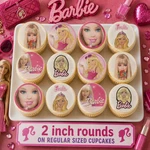 Set Of 12 Barbie Edible Wafer Paper Image Rounds, Choose Size Pre Cut. Fixed Price $11.00.