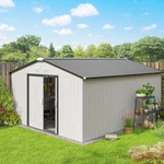 13' X 11' Steel Outdoor Utility Storage Tool Shed For Backyard Garden, White. Fixed Price $639.99.