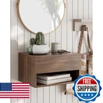 Floating Nightstand W/ Drawer, Modern Wall Mount Side Table, Space Saving Shelf. Fixed Price $90.24.