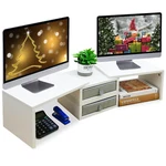 Wood Dual Monitor Stand Riser With 2 Drawers - White Length Angle Adjustable. Fixed Price $54.99.
