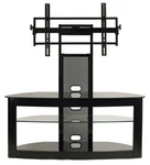 Transdeco Tv Stand With Mount Glass Shelves Video Console - New. Fixed Price $345.95.