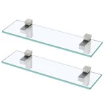 Kes Glass Shelf For Bathroom, Floating 16 Inch (2 Pack), Brushed Finish. Fixed Price $55.30.