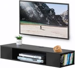 Black Floating Tv Stand, Wall Mounted Entertainment Center Wood Storage, Medi.... Fixed Price $77.59.