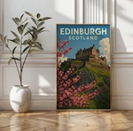 Edinburgh Scotland Castle Travel Poster Detailed Illustrated Wall Art Print. Fixed Price $40.27.