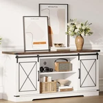 Stand For Up To 65 Sliding Barn Doors White/brown. Fixed Price $175.35.