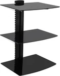 Adjustable Floating Wall Shelf For Av Equipment With 3 Black Glass Shelves. Fixed Price $109.99.