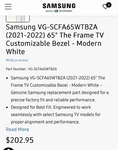 Samsung The Frame 65" Tv Customizable Bezel Modern White VG-SCFA65WTBZA. Fixed Price $75.00.