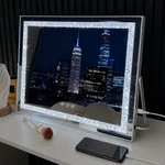 50X40CM Sparkle Diamond Vanity MIRROR,3 Modes Magnifier Foldable Wall Mount. Fixed Price $49.99.