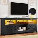 Dwvo Farmhouse Tv Stand With Power Outlets & Led Lights, 70", Black. Fixed Price $269.99.