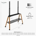 Vivo Rolling Easel Studio Tv Floor Stand With Shelf, Fits 43" To 75" Screens. Fixed Price $119.99.