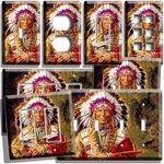 Native American Indian Chief Warbonnets Light Switch Outlet Wall Plate Art Decor. Fixed Price $17.99.