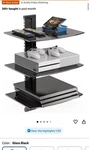 Wali Wall Mount Glass Black Adjustable Shelf Cable Management With Shelves. Fixed Price $30.00.