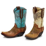 Hand-painted Resin Cowboy Boot Vases Set Of BURTON-9723614. Fixed Price $123.25.