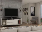 Rockefeller 63"W Matte Off-white 4-SHELF 2-DRAWER Tv Stand. Fixed Price $339.91.
