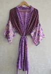 Floral Indian Silk Bridal Robe, Long Kimono Wedding Nightwear, Honeymoon Gown. Fixed Price $35.99.
