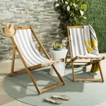Safavieh Outdoor Collection Loren Foldable Sling Chair Natural/grey/white. Fixed Price $157.42.