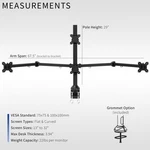 Vivo Steel Quad Monitor Desk Mount Adjustable + 1 Stand 4 Screens Up 32". Fixed Price $99.99.