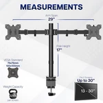 Vivo Black Dual Monitor Desk Mount Adjustable Stand, Fits Screens Up 30". Fixed Price $39.99.