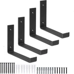 Ilyapa Heavy Duty Floating Shelf Brackets, 4 Pack, Rustic Iron - 6X8, Black. Fixed Price $35.94.