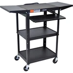 Luxor Adjustable Height Steel Utility Cart With Keyboard Tray And Drop Leaf Shel. Fixed Price $339.95.