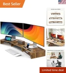 Rustic Brown 3-LEVEL Dual Monitor Riser With Ergonomic Design & Cable Management. Fixed Price $44.50.
