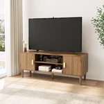 Walnut Tv Stand With Line Groove Design, Mid Modern. Fixed Price $167.98.