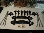 Pr. Gothic 3-CANDLE Iron Sconce Midwest Black Cast Metal Wall Mount Nos. Fixed Price $88.00.